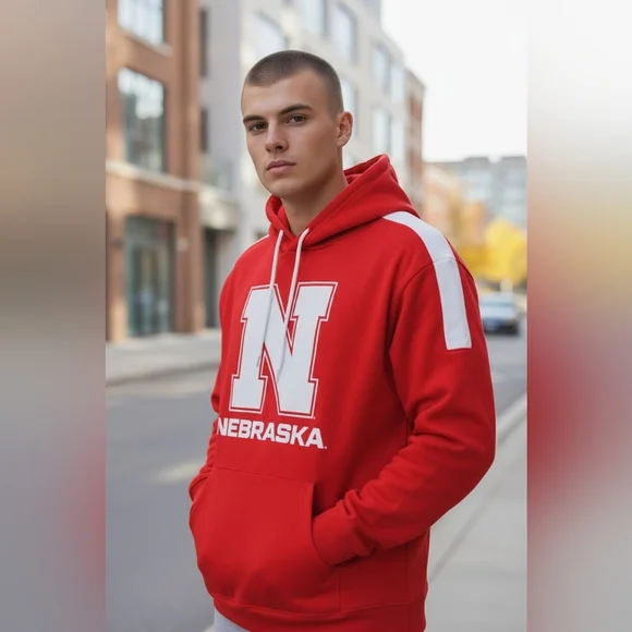 nebraska cornhuskers Men's Hoodie Size Large University Team Gear Football NWT - Picture 1 of 11